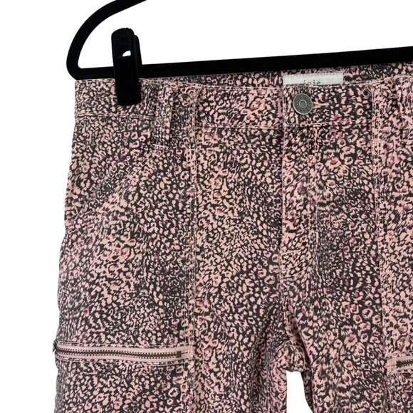 Joie Women's Moto Cargo Skinny Animal Print Blush Pink Pants Size 30 - Picture 3 of 12
